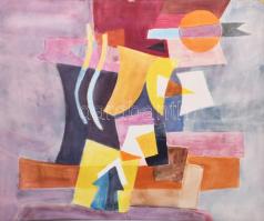 Misch Ádám (1935-1995): Ünnep, 1979. Vegyes technika, papír, jelezve jobbra lent. Paszpartuban. Hátoldalán Misch Ádám autográf feliratával. 55×67,5 cm.