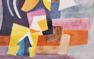 Misch Ádám (1935-1995): Ünnep, 1979. Vegyes technika, papír, jelezve jobbra lent. Paszpartuban. Háto...