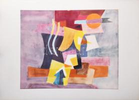 Misch Ádám (1935-1995): Ünnep, 1979. Vegyes technika, papír, jelezve jobbra lent. Paszpartuban. Háto...