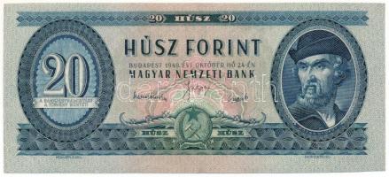 1949. 20Ft "C 180 118971" vágáshibás (ívből kézzel kivágva, kb. 1,5mm eltérés a többi 20Ft-oshoz képest) T:F szép papír Adamo F10