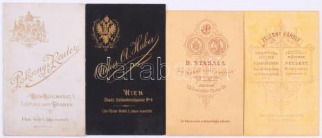 cca 1875-1885 Katonaportrék (hadnagyok), 4 db vizitkártya különféle pécsi és bécsi műtermekből, 10,5...