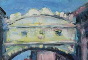 Olvashatatlan jelzéssel: Velencei részlet gondolával. Olaj, farost. Dekoratív fakeretben. 44,5x38 cm