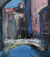 Olvashatatlan jelzéssel: Velencei részlet gondolával. Olaj, farost. Dekoratív fakeretben. 44,5x38 cm