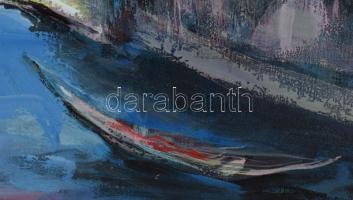 Olvashatatlan jelzéssel: Velencei részlet gondolával. Olaj, farost. Dekoratív fakeretben. 44,5x38 cm