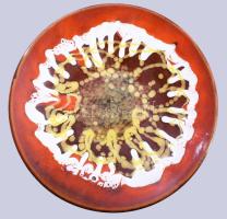 iparművész, mázas kerámia dísztál, jelzett, hibátlan d: 28 cm