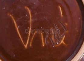 iparművész, mázas kerámia dísztál, jelzett, hibátlan d: 28 cm