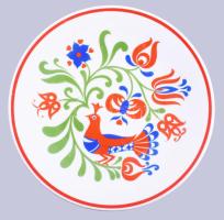 Zsolnay magyaros porcelán dísztál, matricás jelzett, hibátlan d: 24 cm