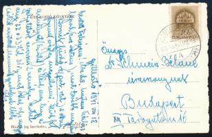 1941 Képeslap "SEPSISZENTGYÖRGY / MAROSVÁSÁRHELY 349" mozgóposta bélyegzéssel