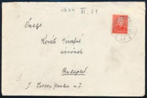 1934 Levél "BRUCKNEUDORF-BUDAPEST / 13B" mozgóposta bélyegzéssel