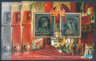 1999/12 Az utolsó magyar királyné, Zita halálának 10. évfordulója 3 darabos emlékív garnitúra azonos sorszámmal, az egyik "A PROFILA BÉLYEGAUKCIÓK AJÁNDÉKA" hátoldali felirattal