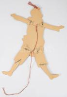 cca 1900 Mozgatható végtagokkal rendelkező papír Mikulás, jó állapotban, h: 35 cm