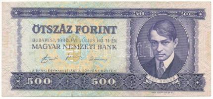 1990. 500Ft "E 411 053517" nyomdai festékfoltok T:F Adamo F43
