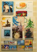 Több ezer darab levélzáró, főleg karácsonyiak és segélybélyegek, 24 lapos, A/4-es jó minőségű berakó...