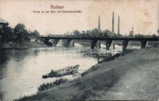 Raciborz Oder riverside with railway bridge (fl)