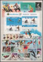 Téli sport motívum bélyegek, összesen 96 db sorokkal és önálló értékekkel + 5 db blokk, A/4-es berakólap mindkét oldalán