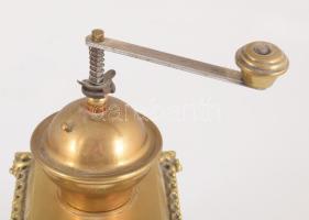 Adria Prima maszkos díszítésű bronz és rézlemez kávédaráló, m: 26 cm