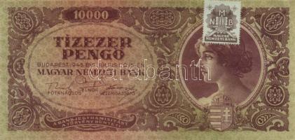 1945. 10000P bélyeggel T:I- kis sarokránc
