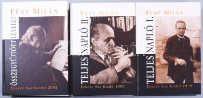 Füst Milán: Teljes napló I-II. köt. Sajtó alá rendezte: Szilágyi Judit. Szerk.: Fazekas István. + Összegyűjtött levelei. A leveleket egybegyűjtötte, sajtó alá rendezte és a jegyzeteket írta: Szilágyi Judit. Szerk.: Fazekas István. Bp., 1999-2002, Fekete Sas Kiadó. Kiadói kartonált papírkötések.