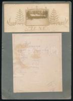 1917 A 6. sz gyalogezred fronton töltött karácsonyának karácsonyi menükártyája, étlapja a barakk fotós képével és a hátoldalon a katonák aláírásával.   1917 Christmas menu card for the 6th Infantry Regiment's Christmas at the front, with a picture of the barracks and the soldiers' signatures on the back.