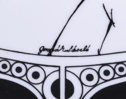 Hollóházi Jurcsák László által tervezett mintával díszített nagyméretű dísztál, jelzett, hibátlan, d...