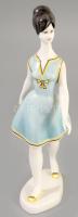 Hollóházi sétáló lány. Jelzett, hibátlan, m: 24,5 cm