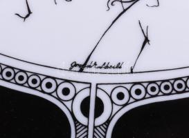 Hollóházi Jurcsák László által tervezett mintával díszített falióra, certifikáttal, eredeti dobozába...