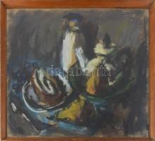 Félegyházi László (1907-1986): Csendélet mákoskaláccsal, 1966. Pasztell, papír, jelezve balra fent, üvegezett fakeretben, 50×60 cm