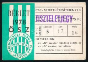 1978 FTC - Sportlétesítmények bérlet tiszteletjegy