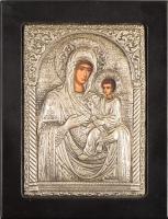 Mária a kis Jézussal. Modern ikon, ezüst (Ag) okláddal, 11x8 cm, 14x11 cm