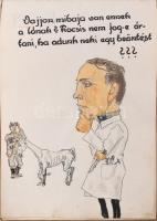 Olvashatatlan jelzéssel: Férfi karikatúrák, vegyes technika, papír, albumban, 23×16 és 34×24 cm közötti méretekben