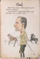 Olvashatatlan jelzéssel: Férfi karikatúrák, vegyes technika, papír, albumban, 23×16 és 34×24 cm közö...