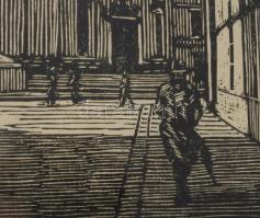 Mátrai Vilmos (1877-1961): Egyetemi templom, Budapest, 1940. Linómetszet, papír, jelzett, üvegezett ...