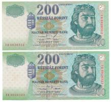 1998. 200Ft "FD" + 2001. 200Ft "FB" T:F szép papír