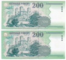 1998. 200Ft "FD" + 2001. 200Ft "FB" T:F szép papír