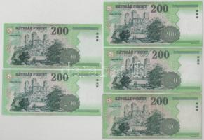 2002-2007. 200Ft (5xklf) T:F közte szép papír