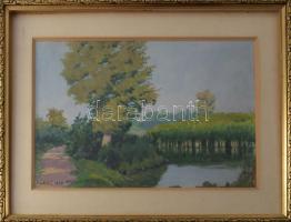 Mátrai Vilmos (1877-1961): Környe, 1957 Akvarell, papír, jelzett. Dekoratív, üvegezett, laza fakeretben, 19,5×28,5 cm