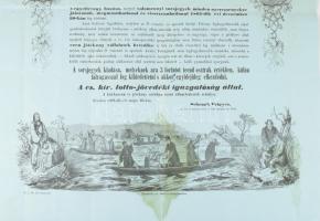 1862 Bécs, A cs. kir. lottó-jövedéki igazgatóság által kiadott nagyméretű hirdetmény, 66×50 cm