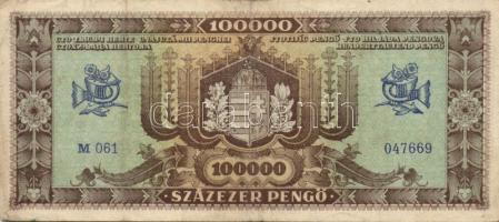 1945. 100000P világosabb hátoldali színárnyalattal T:III