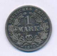 Német Birodalom 1876C 1M Ag T:VF-F, patina German Empire 1876C 1 Mark Ag C:VF-F, patina Krause KM#7