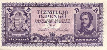 1946 10.000.000BP kissé balra elcsúszott nyomással T:I-