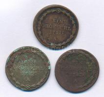Csehország / Történelmi tartomány 1781A-1782A 1gr Cu Bécs (3db, 2xklf) T:VF,F Bohemia 1781A-1782A 1 Gröschl Cu Vienna (3pcs, 2xdiff) C:VF,F Krause KM#818