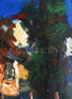 Deák János (1928-2018): Fernezelyi napsütés (Máramaros, Erdély). Vegyes technika, karton. Jelzett, h...