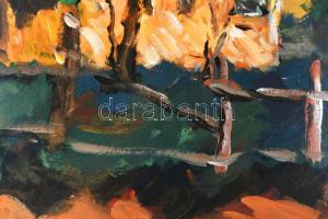 Deák János (1928-2018): Fernezelyi napsütés (Máramaros, Erdély). Vegyes technika, karton. Jelzett, h...