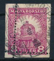 1926 Pengő-fillér 8f látványos elfogazással, ollóval körbevágva