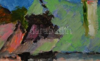 Deák János (1928-2018): Nagybányai utca. Olaj, karton. Jelzett, hátoldalán címkén feliratozott, pasz...