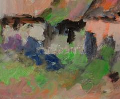 Deák János (1928-2018): Nagybányai utca. Olaj, karton. Jelzett, hátoldalán címkén feliratozott, pasz...