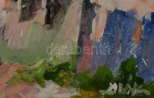 Deák János (1928-2018): Nagybányai utca. Olaj, karton. Jelzett, hátoldalán címkén feliratozott, pasz...