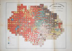 cca 1902 Magyarország felekezeti népessége megyejárásonkint II. A népfajok Magyarországon II. tervezte: Balogh Pál, rajzolta: Kocsárd Sándor, 110x118 cm. Hajtsánál szakadások