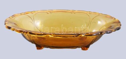 Borostyánszín kínáló formába öntött, anyagában színezett hibátlan 28 cm