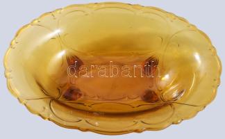 Borostyánszín kínáló formába öntött, anyagában színezett hibátlan 28 cm
